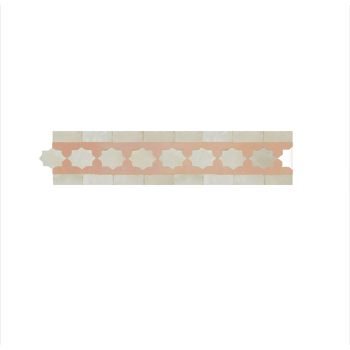 Mosaic House Moroccan tile Kmarshoun Star XS 1-21 White Pink  zellige, mosaic, zellij, border, glaze, stars 